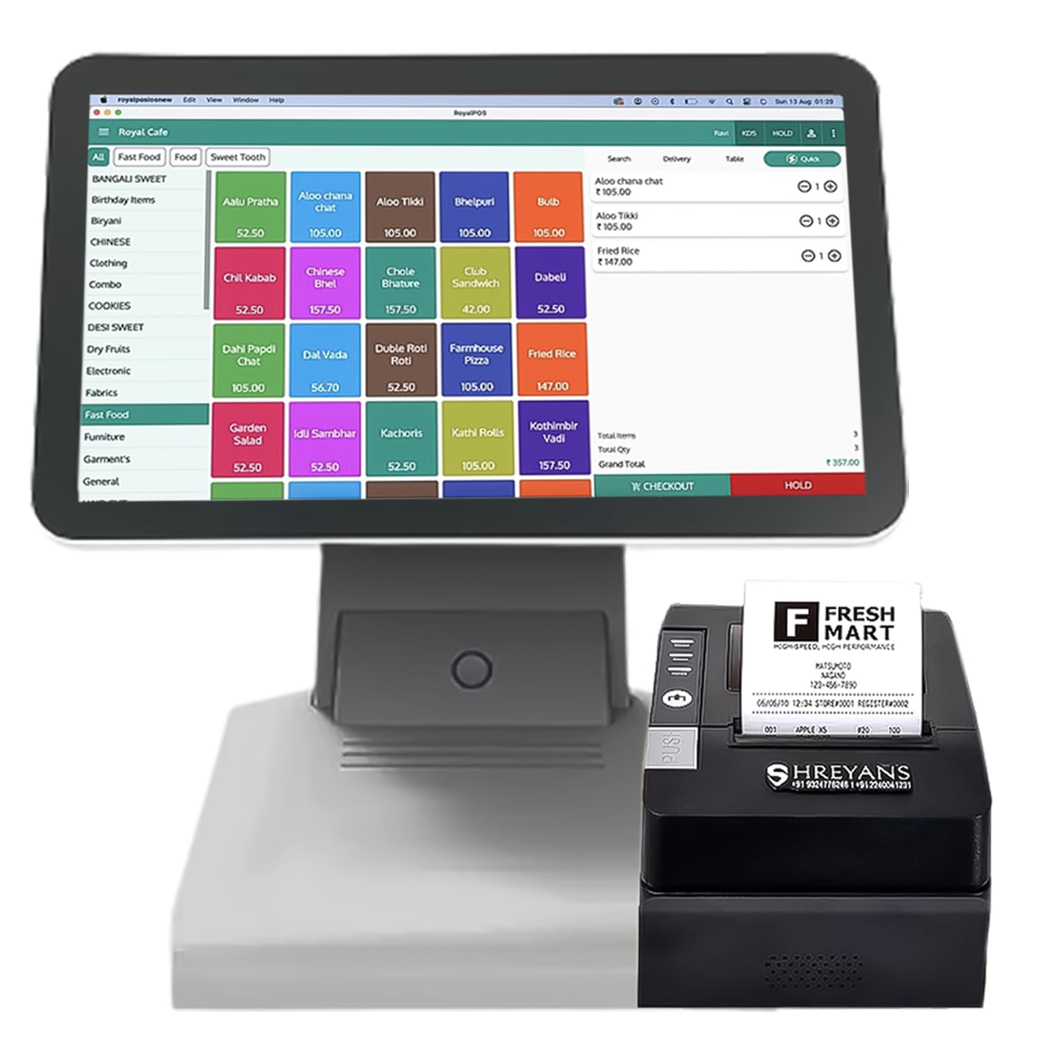15.6 Inch Touch POS Billing Machine with Inbuilt 80mm Printer & Free Billing Software – Fast & Reliable POS System for Retail & Restaurants