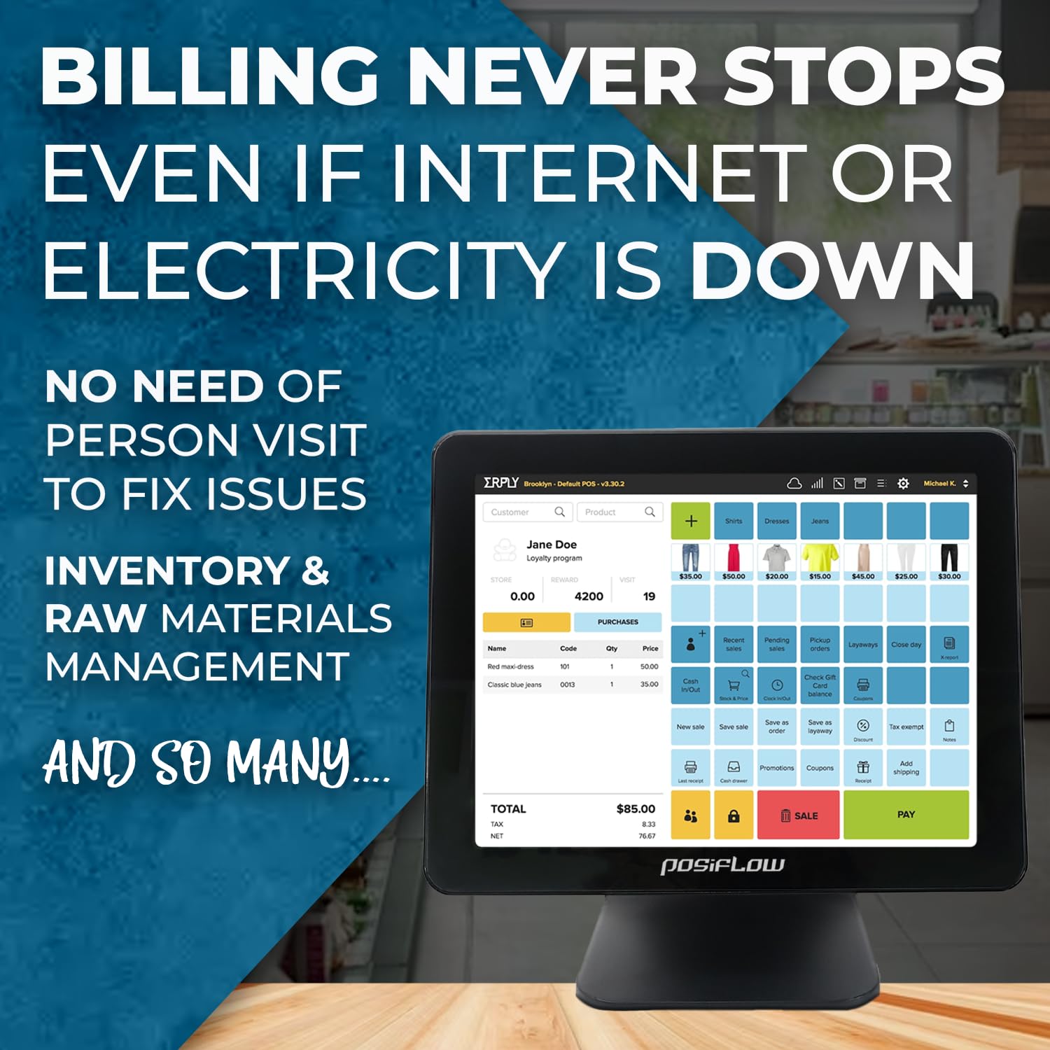 15 inch” Touch POS Machine (i5) with Printer, Barcode Scanner, Free Billing Software & Cash Drawer