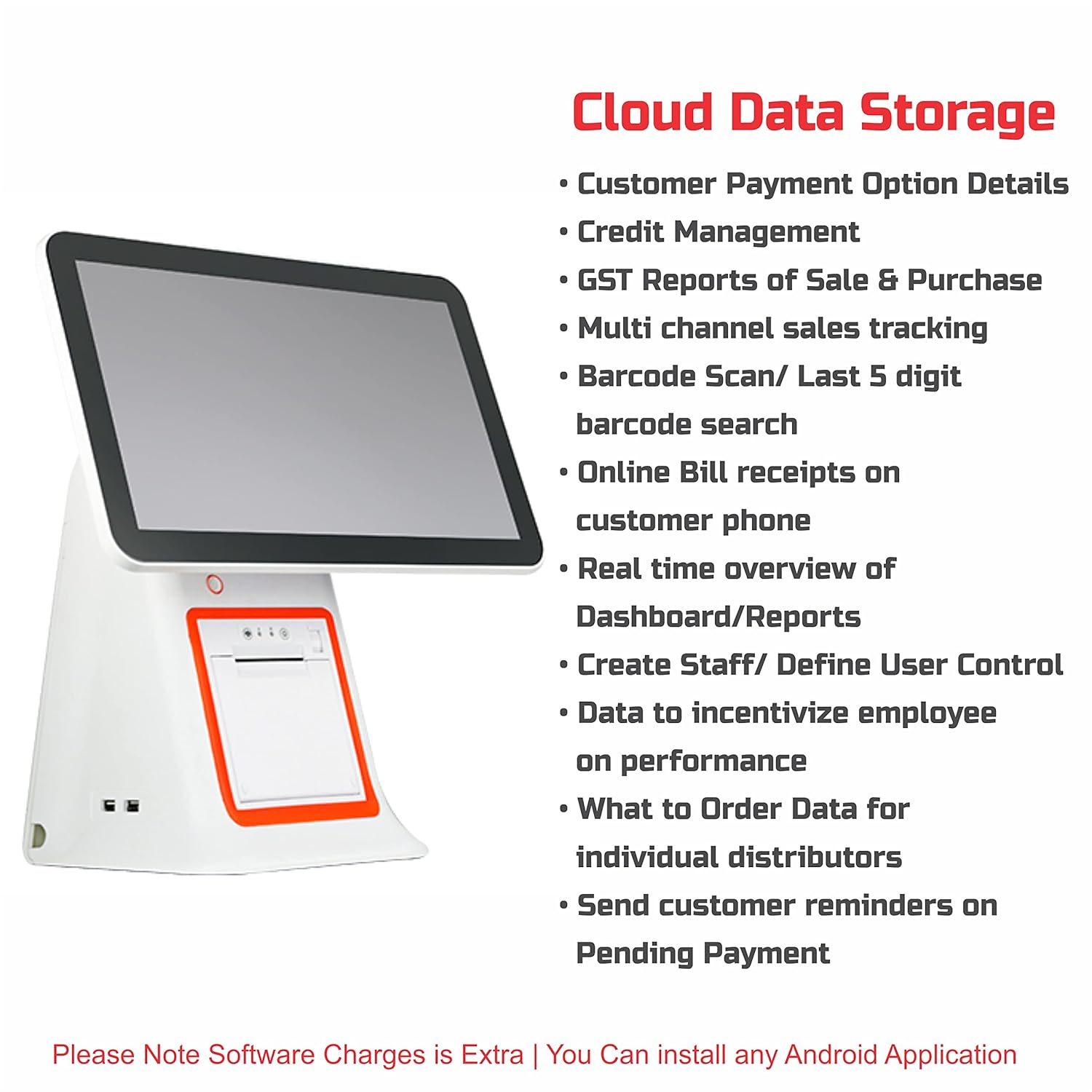 15.6 Inch Touch POS Machine with Free Billing Software & 80mm Printer – Perfect POS Solution for Retail & Restaurants