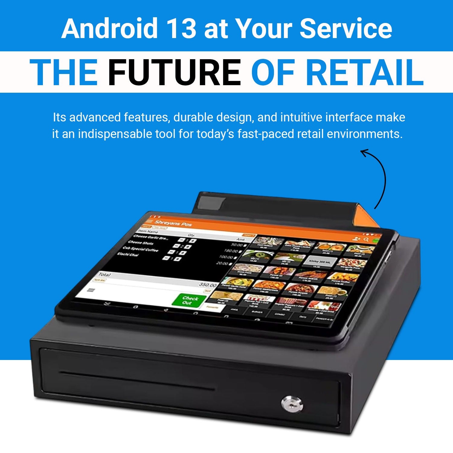 11-Inch Android POS Machine – All-in-One Billing System for Retail & Restaurants