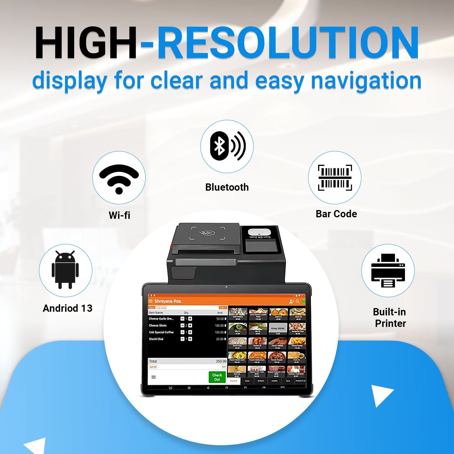 11-Inch Android POS Machine – All-in-One Billing System for Retail & Restaurants
