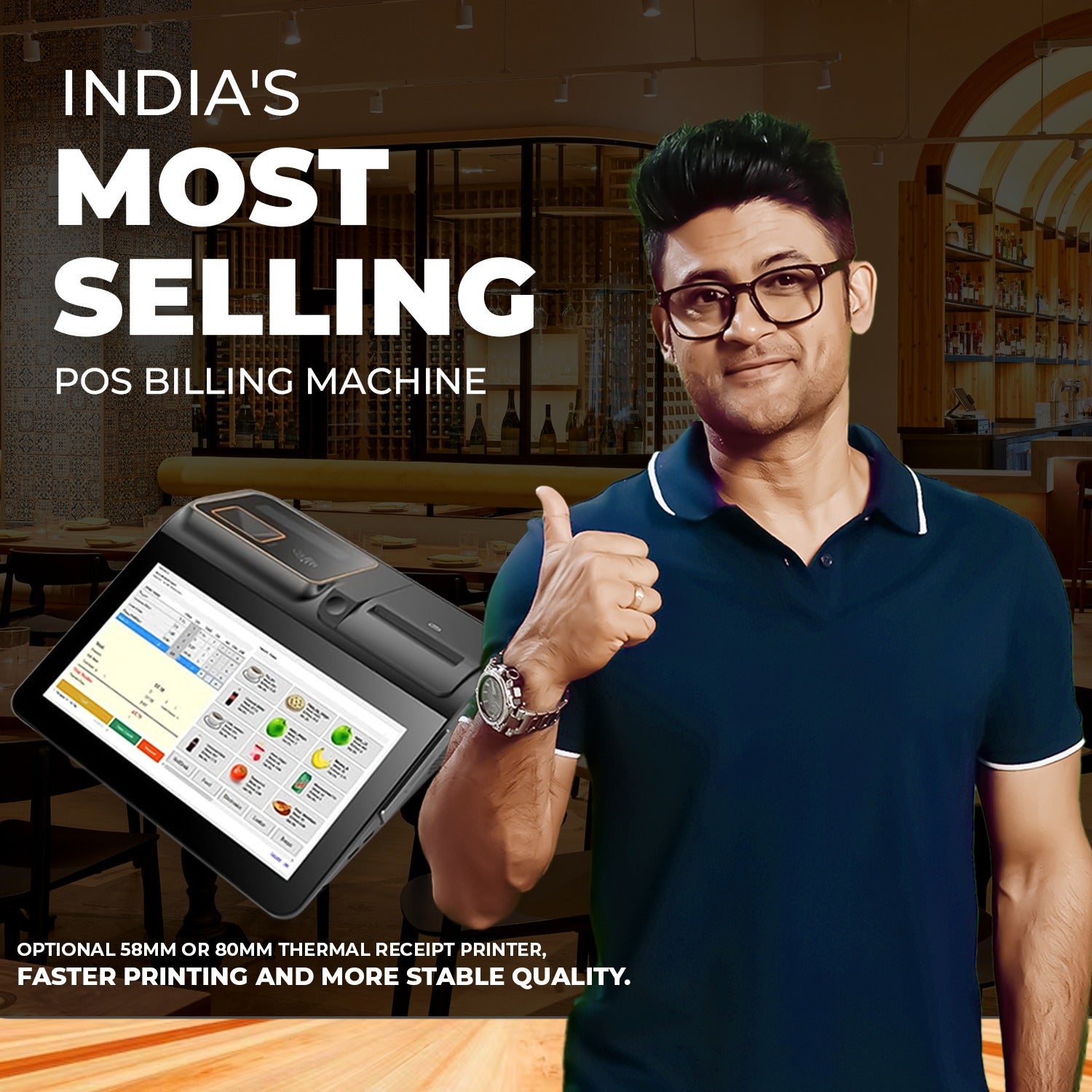 1.6” All-in-One Windows POS Machine with 80mm Printer & Billing Software