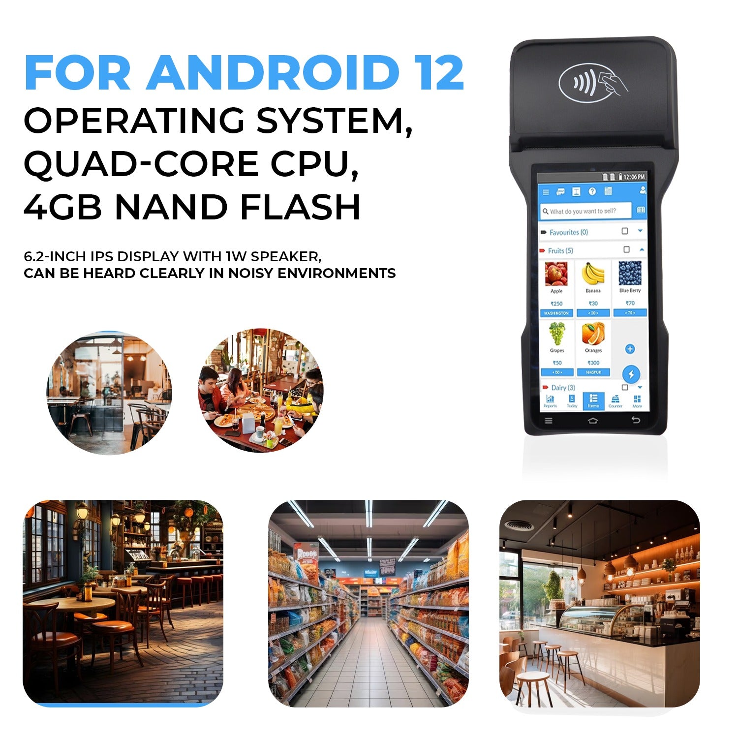 Handheld POS Machine with 80mm Thermal Printer & Android Touch Screen