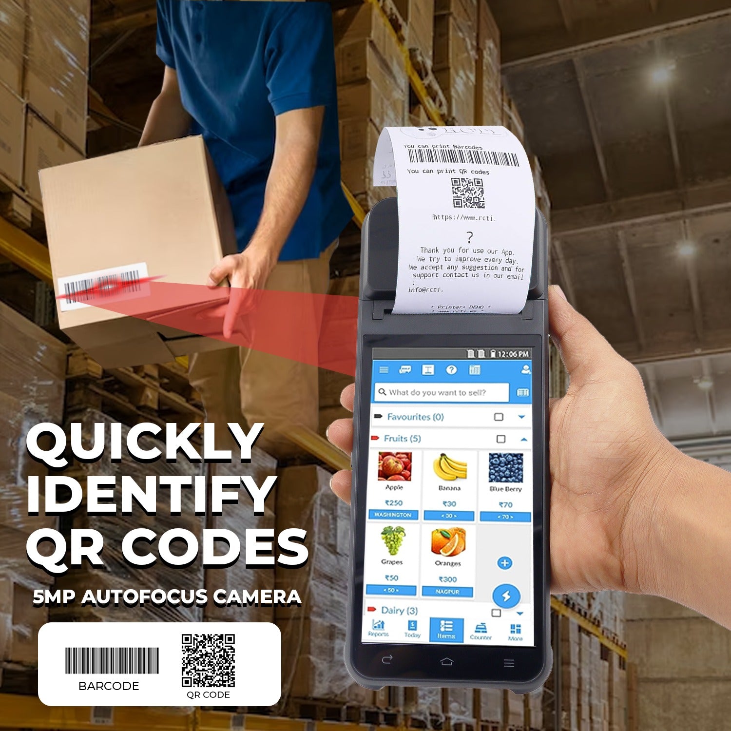 Handheld POS Machine with 58mm Thermal Printer & Android Touch Screen