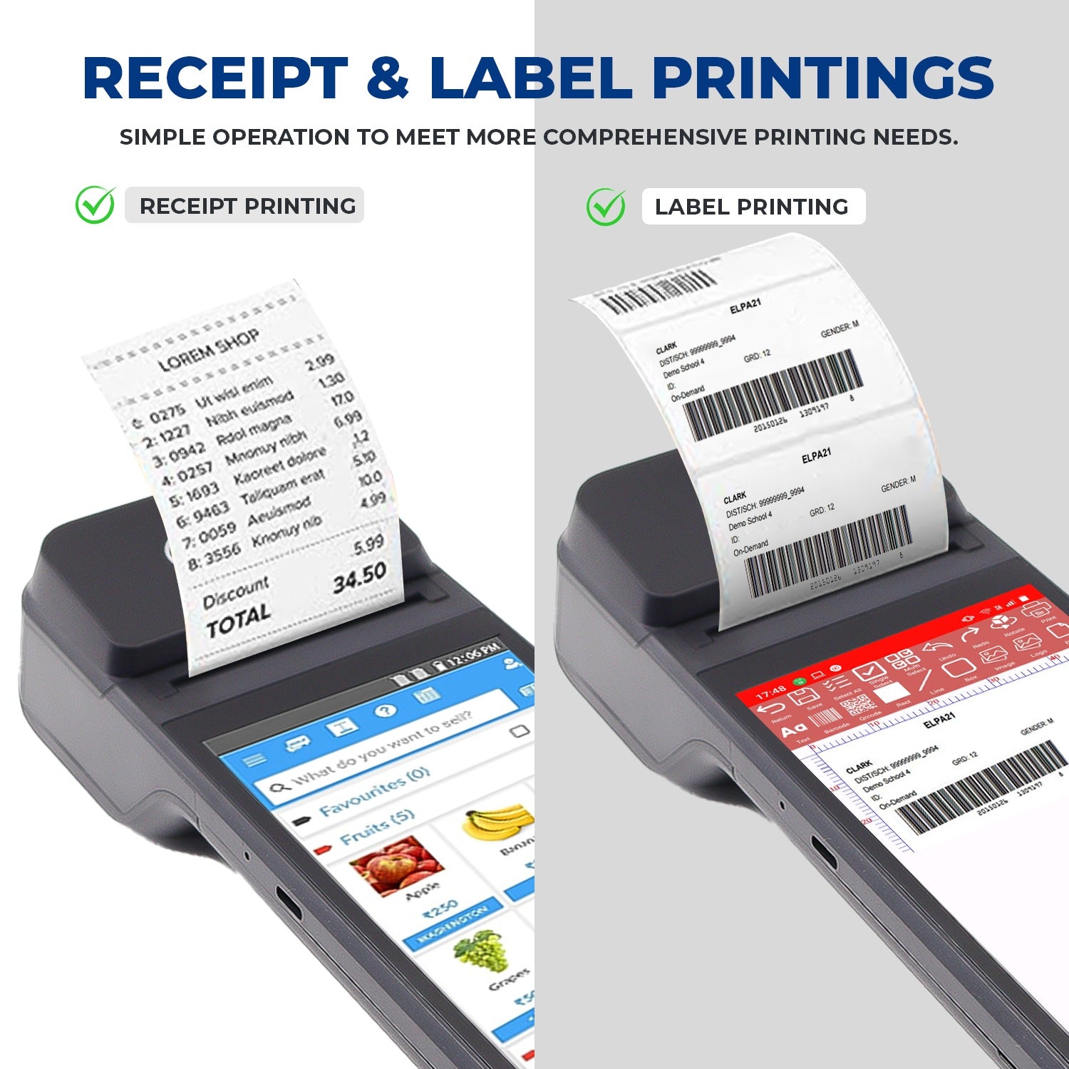 Handheld POS Machine with 58mm Thermal Printer & Android Touch Screen