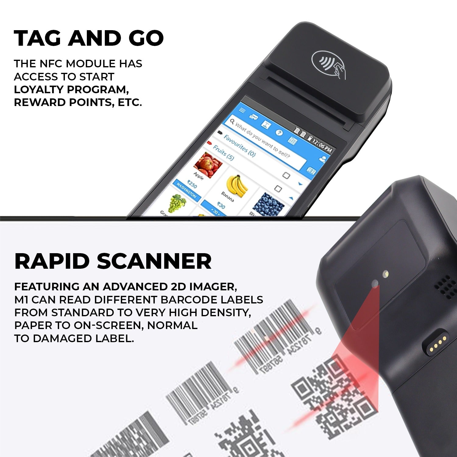 Handheld POS Machine with 58mm Thermal Printer & Android Touch Screen