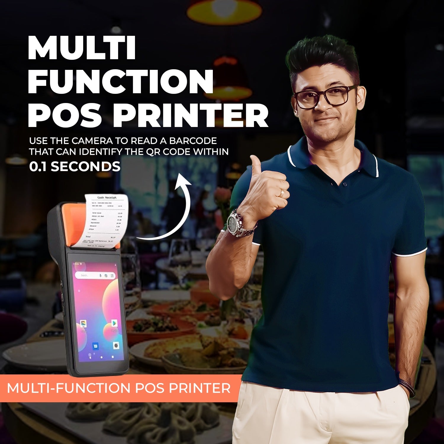 Handheld Touch POS Machine | Free Billing Software & Thermal Printer
