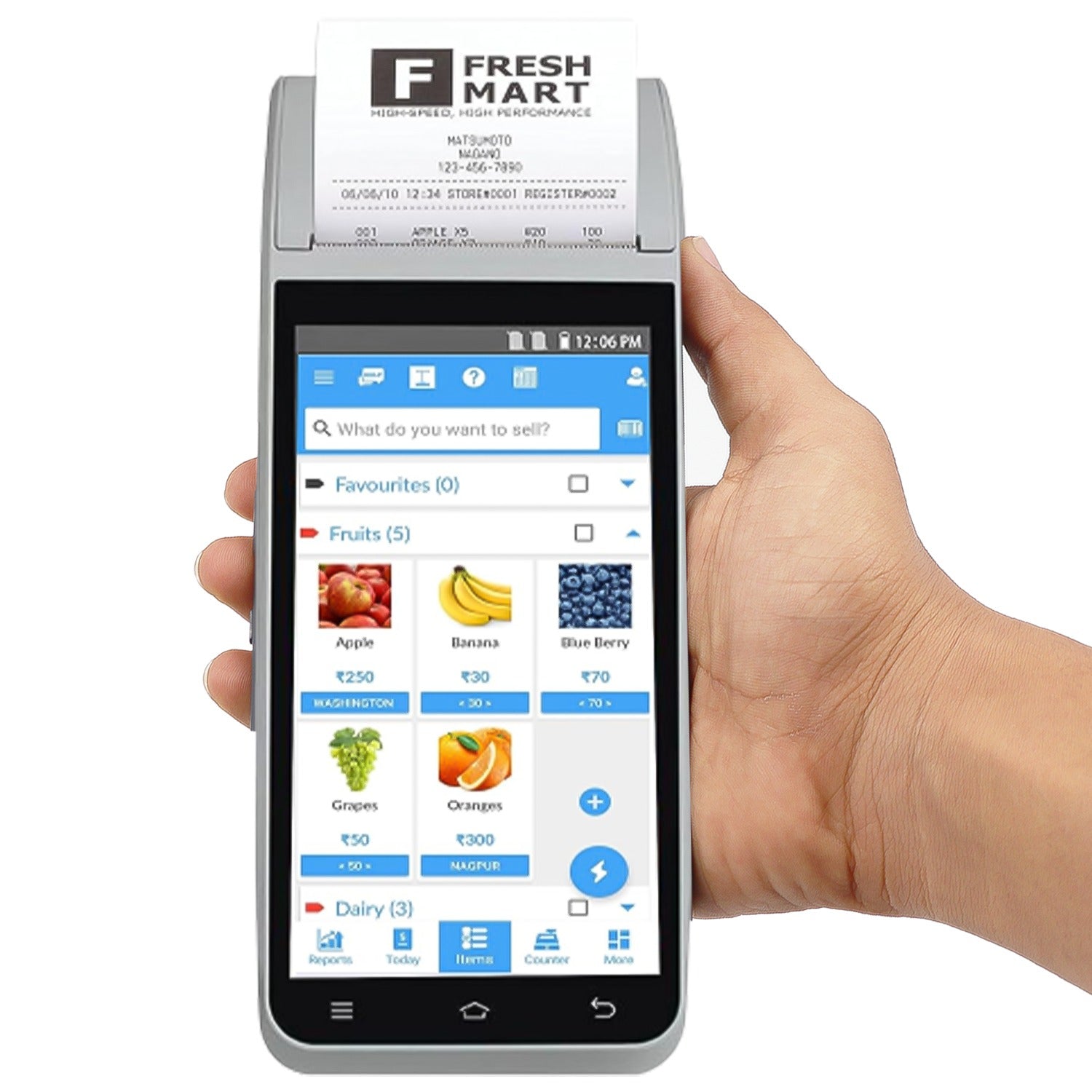 Handheld Touch POS Machine with 58mm Printer & Free Billing Software